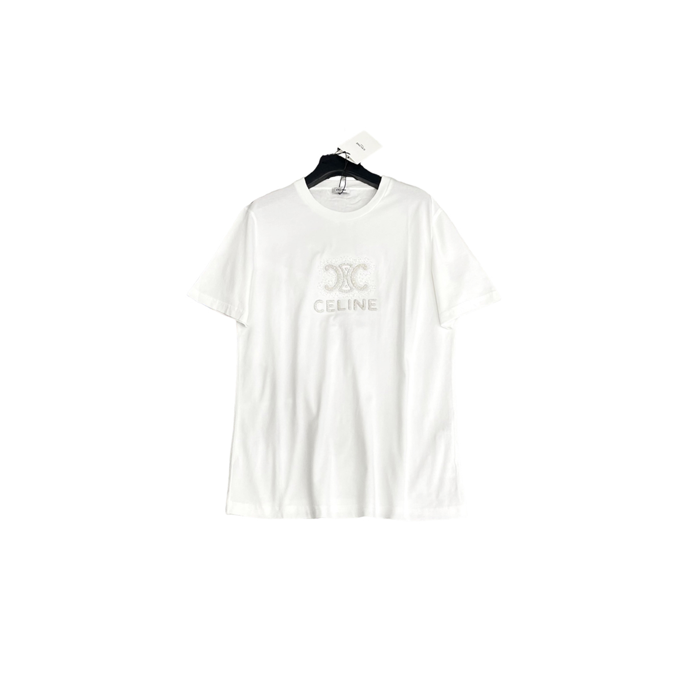 Ce1i*e heavy industry arc de triomphe letter beaded t-shirt